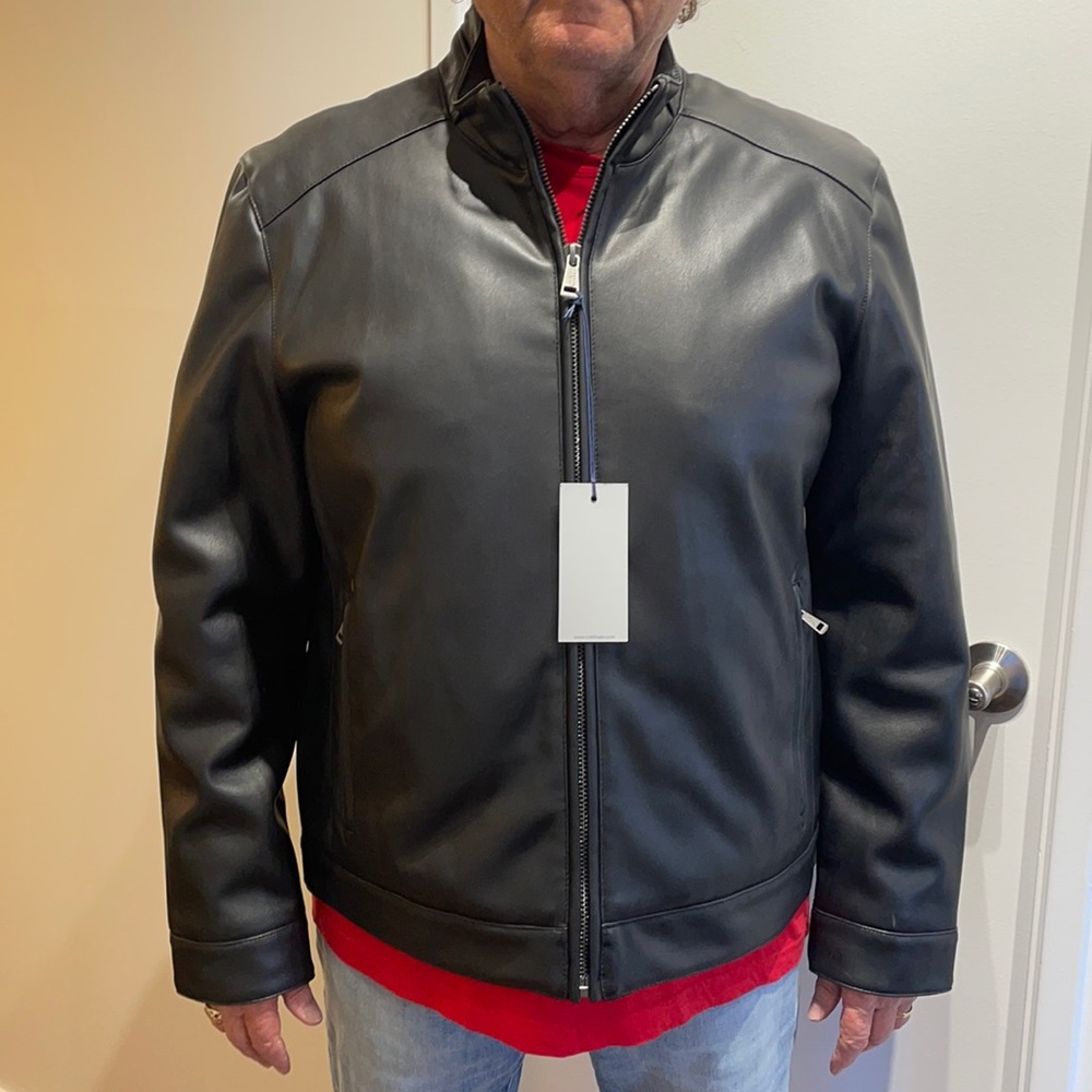 Classic Black Leather Zip Jacket - Men's